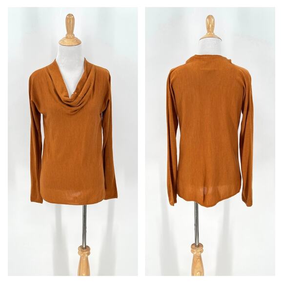 EILEEN FISHER 100% Merino Wool Sweater Womens Small Orange Brown Fine Knit - Picture 1 of 15